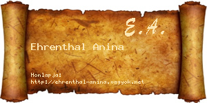 Ehrenthal Anina névjegykártya